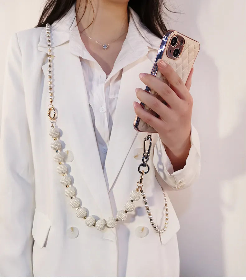 Pearl white telefoonketting