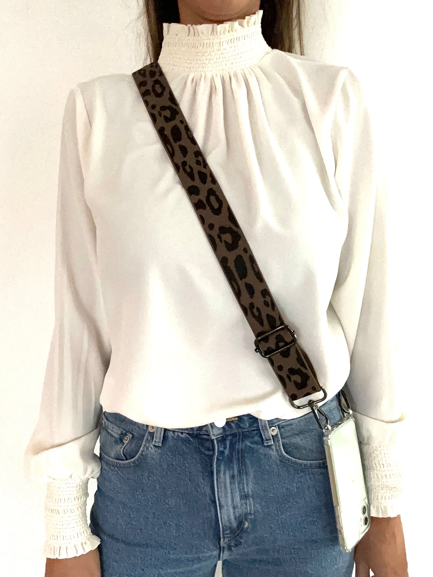 Schouderband leopard brown